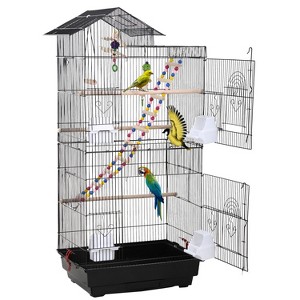 FDW 39 Inch Bird Cage Multi-Level Parrot Cage Roof Top Large Flight Cage with Removable Trays Accessories & Swinging Perch Ideal - 1 of 4