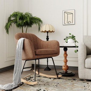 Rocking Chair Nursery, Teddy Baby Nursery Rocking Chairs, Glider Chair with Armrests and Upholstered Pad - 1 of 4