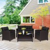 Tangkula 8PCS Outdoor Conversation Set Patio PE Rattan Set w/ Glass Table & Sofa Cushions - 4 of 4