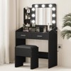 Vanity Set with 3-Color Adjustable LED Mirror, Small Makeup Desk with Power Outlet, 2 Drawers, Modern Dressing Table and Cushioned Stool for Bedroom - 2 of 4