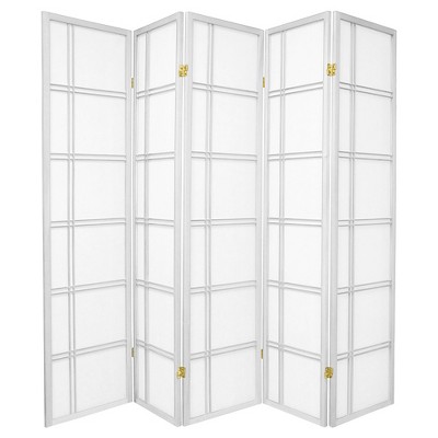 6 ft. Tall Double Cross Shoji Screen - White (5 Panels)