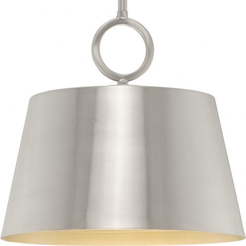 Progress Lighting Parkhurst 1-Light Dome Pendant, Brushed Nickel, Gold Interior, Metal Shade, Dry Rated, 15.25"D x 23.37"H - image 1 of 1