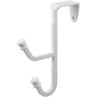 White Vinyl Coated Steel Over-the-Door Double Hook