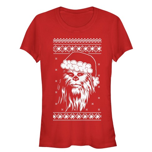 Juniors Womens Star Wars Ugly Christmas Chewbacca Santa T-Shirt - image 1 of 3