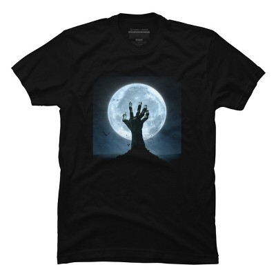 Men's Design By Humans Halloween! Zombie Hand Reaching from Grave T-Shirt By EBCD T-Shirt