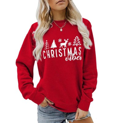 Coolmee Christmas Sweatshirt for Women Crewneck Long Sleeve Shirt Xmas Holiday Party Pullover Tops