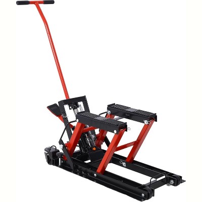 Hydraulic motorcycle lifting jack, ATV scissor lift platform with caster safety pin, capacity 1500 Lbs