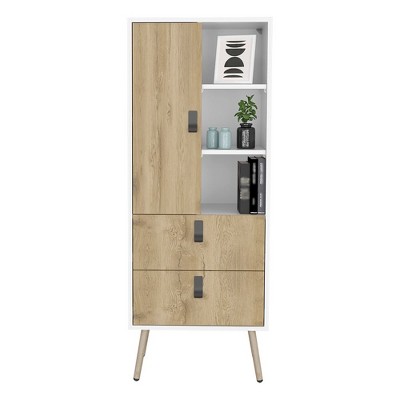NicBex 2 Drawers Dresser for Bedroom with 4 Shelves,Chest of Drawers with Metal Handles,Storage Dressers for Bedroom