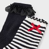 Women's Striped Waffle Knit 2pk Crew Socks with Bow Applique - Auden™ Ivory/Black/Red 4-10 - 3 of 3