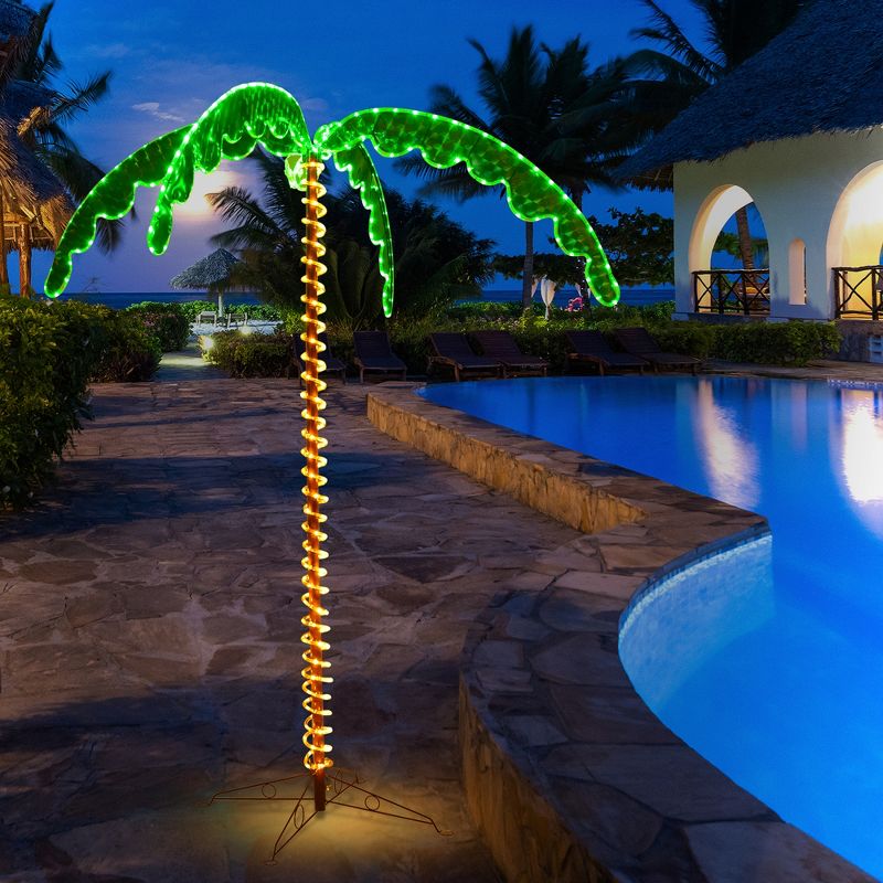 Costway 7ft Pre-lit LED Rope Light Palm Tree Hawaii-Style Holiday Decor w/ 306 LED Lights, 3 of 11