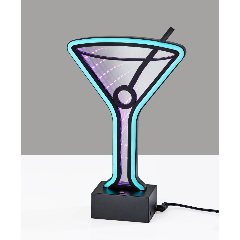 Photos - Floodlight / Street Light Adesso Infinity Neon Martini Glass Table/Wall Lamp Black - : USB Powered, Battery Option, LED Lighting 