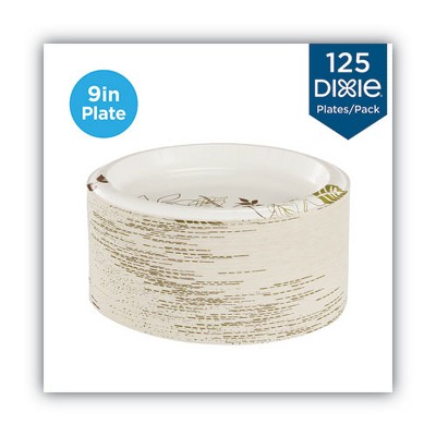 Dixie Pathways Mediumweight Disposable Paper Plates, 9-inch, Green and Burgundy, 125-Pack
