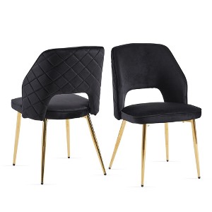 Kumasinova Luxury Velvet Dining Chairs with Metal Legs,Set of 2/4,Chic Armless Accent Chairs with Hollow Back for Kitchen&Dining Room,350lbs Max - 1 of 4