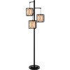 Cal Lighting 60W x 3 Lantern metal floor lamp with metal framed fabric shades - 2 of 4