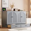 Full Size Murphy Bed with USB Port and Storage Drawers, Foldable Wood Cabinet Bed for Small Spaces-Baofuwish - 3 of 4