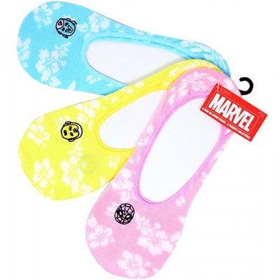 Womens Avengers Comic Retro Floral 3-Pack Ankle Socks