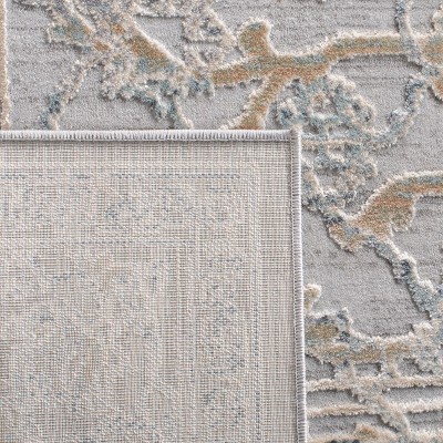 Hand-Knotted Gray Wool and Synthetic Floral Area Rug