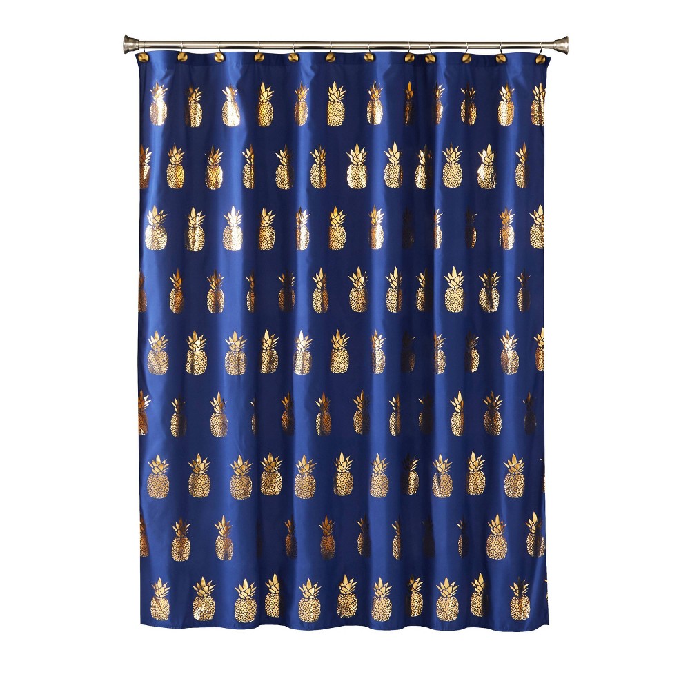 Photos - Shower Curtain Gilded Pineapple  Blue - SKL Home