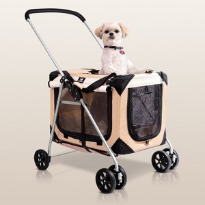PetLuv Cat & Dog Stroller Foldable w/ Detachable Soft Pet Travel Carrier Fits 2 Cats or Medium Dog & Removable Plush Pillow Privacy Windows - 1 of 4
