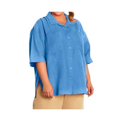 Women's Short Sleeve Ameli Basketweave Shirt - Plus - On The Plus Side