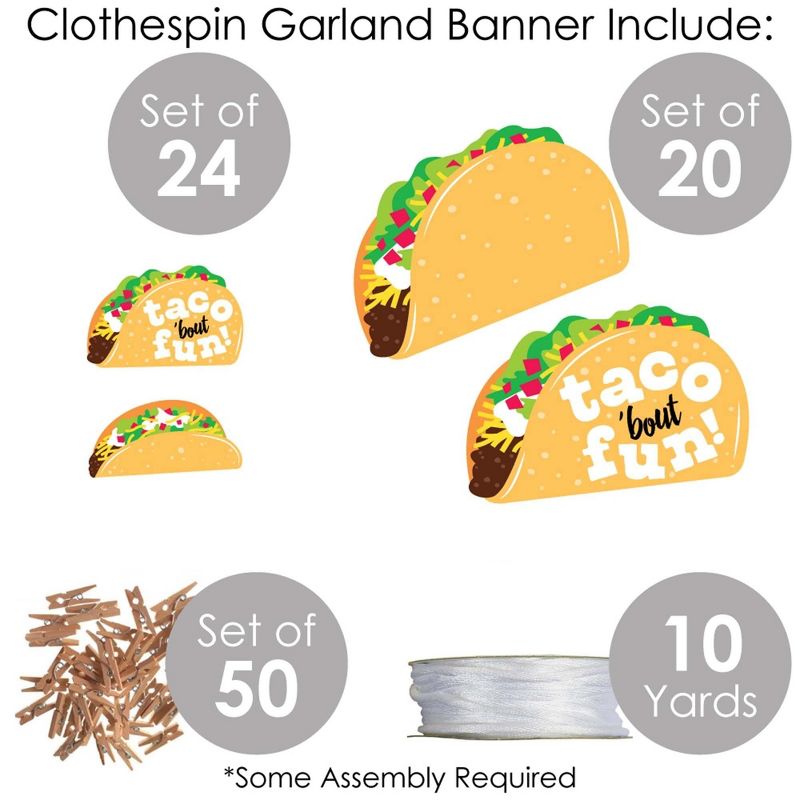 Big Dot of Happiness Taco 'Bout Fun - Fiesta DIY Decorations - Clothespin Garland Banner - 44 Pieces, 5 of 8