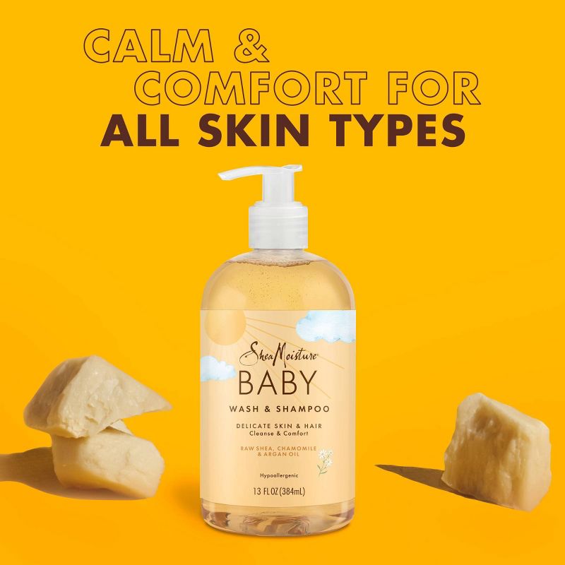 SheaMoisture Baby Wash &#38; Shampoo Raw Shea + Chamomile + Argan Oil Calm &#38; Comfort for All Skin Types - 13 fl oz, 6 of 16