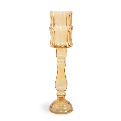 Park Hill Collection Maybelle Amber Glass Candle Holder Tall