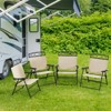 Tangkula 4 Pack Patio Folding Chairs w/ Backrests & Armrests Metal Frame Outdoor - 2 of 4