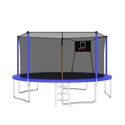 Jump Into Fun Outdoor Trampoline,With UV-resistant Safety Net, Soft Rebound Pad,Ladder,Basketball net,Safe And Wear-Resistant Trampoline