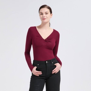 Women's Long Sleeve Twisted V-Neck Front Knit Top - A New Day™ - 1 of 3