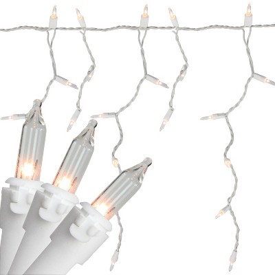 Northlight 50-Count White Window Curtain Icicle Mini Christmas Light Set - 10.75 ft White Wire