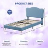 Twin Size Bed Frame for Kids with Scallop Headboard, Cute Velvet Twin Bed for Girls, Boys, Sturdy Platform Bed - 2 of 4