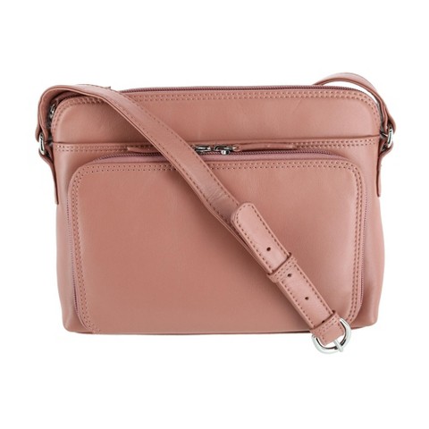Сумки CTM Women's Leather Shoulder Bag Purse with Side Organizer, Mauve