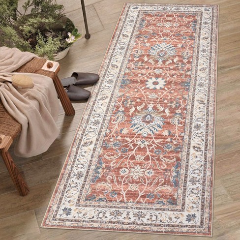 Washable Area Rugs for Living Room Vintage Floral Rug Soft Non Shedding Throw Rugs Stain Resistant Carpet - image 1 of 4