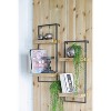 COWLOWN 12 in. Black Brown Iron and Wood Wall Shelf With Two Shelves - 4 of 4