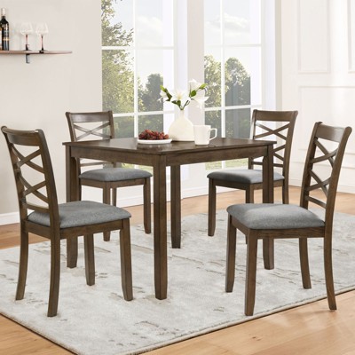 NicBex Set of 4 Mid Century Farmhouse Armless Dining Chairs with Padded Seat,Rubber Wood Side Chairs for Dining Room,Kitchen,Restaurant