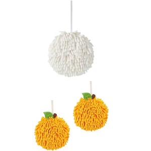 REGALWOVEN 3 Pack Soft Absorbent Fuzzy Chenille Decorative Hand Towels 6" x 6" - 1 of 4