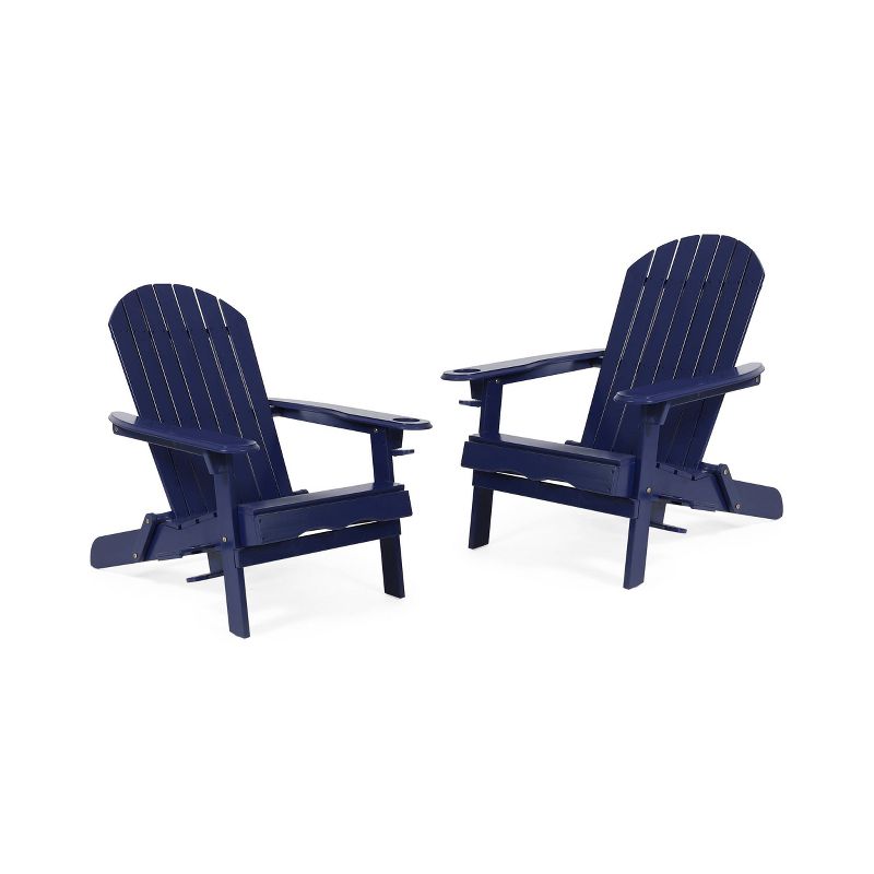 2pk Bellwood Outdoor Acacia Wood Folding Adirondack Chairs Navy - Christopher Knight Home, 1 of 10