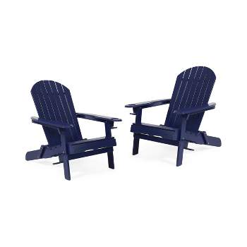 2pk Bellwood Outdoor Acacia Wood Folding Adirondack Chairs Navy - Christopher Knight Home