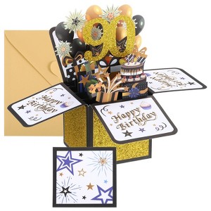 Unique Bargains 3D Handcrafted Pop-Out Funny Greeting Card Black Gold - 1 of 4