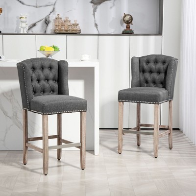 NicBex Counter Height Bar Stools Set of 2, 180 Degree Swivel Barstools with Solid Wood Footrests and Button Tufted Design for Pub