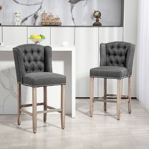 NicBex Counter Height Bar Stools Set of 2, 180 Degree Swivel Barstools with Solid Wood Footrests and Button Tufted Design for Pub - 1 of 4