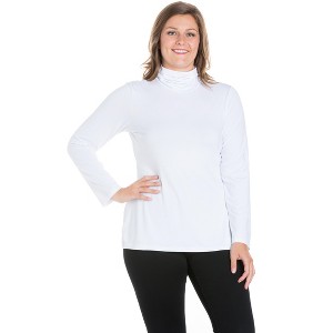 24seven Comfort Apparel Womens Classic Plus Size Long Sleeve Turtleneck Top - 1 of 4