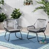 Set of 2 Gray PE Rattan Outdoor Club Chairs with Cushions and Steel Frame,Water-Resistant Patio Lounge Seating-Cuddlewood - 2 of 4