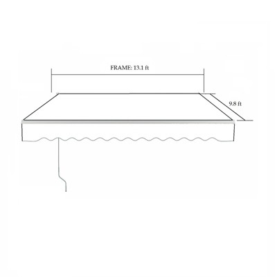 Grey and White Striped Retractable Patio Awning with White Frame