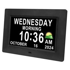 Aoibox Digital Calendar Alarm Clock with Day and Date for Seniors -15 Alarms, 5 Color Displays,Auto Dimming, Medication Reminders,Photo Frame Function - 1 of 4