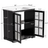 NicBex Modern Freestanding Vanity Cabinet with Tempered Blurred Glass Doors, Industrial Bathroom Vanity with Ceramic  Sink & Matte Black Hardware - 2 of 4