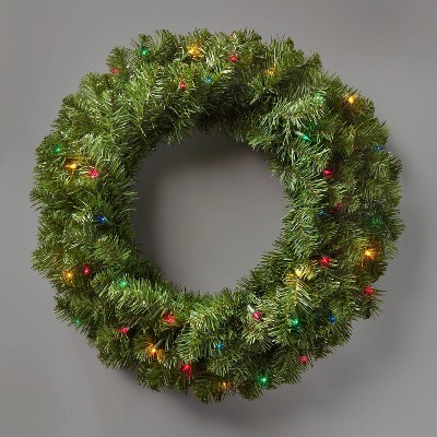 28in Prelit Artificial Wreath Multicolored Lights - Wondershop™