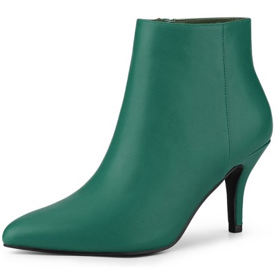 Allegra K Women's Halloween Pointed Toe Zipper Stiletto Heel Ankle Boots