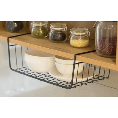 Basicwise Hanging Under Shelf Metal Storage Basket, Set of 2
